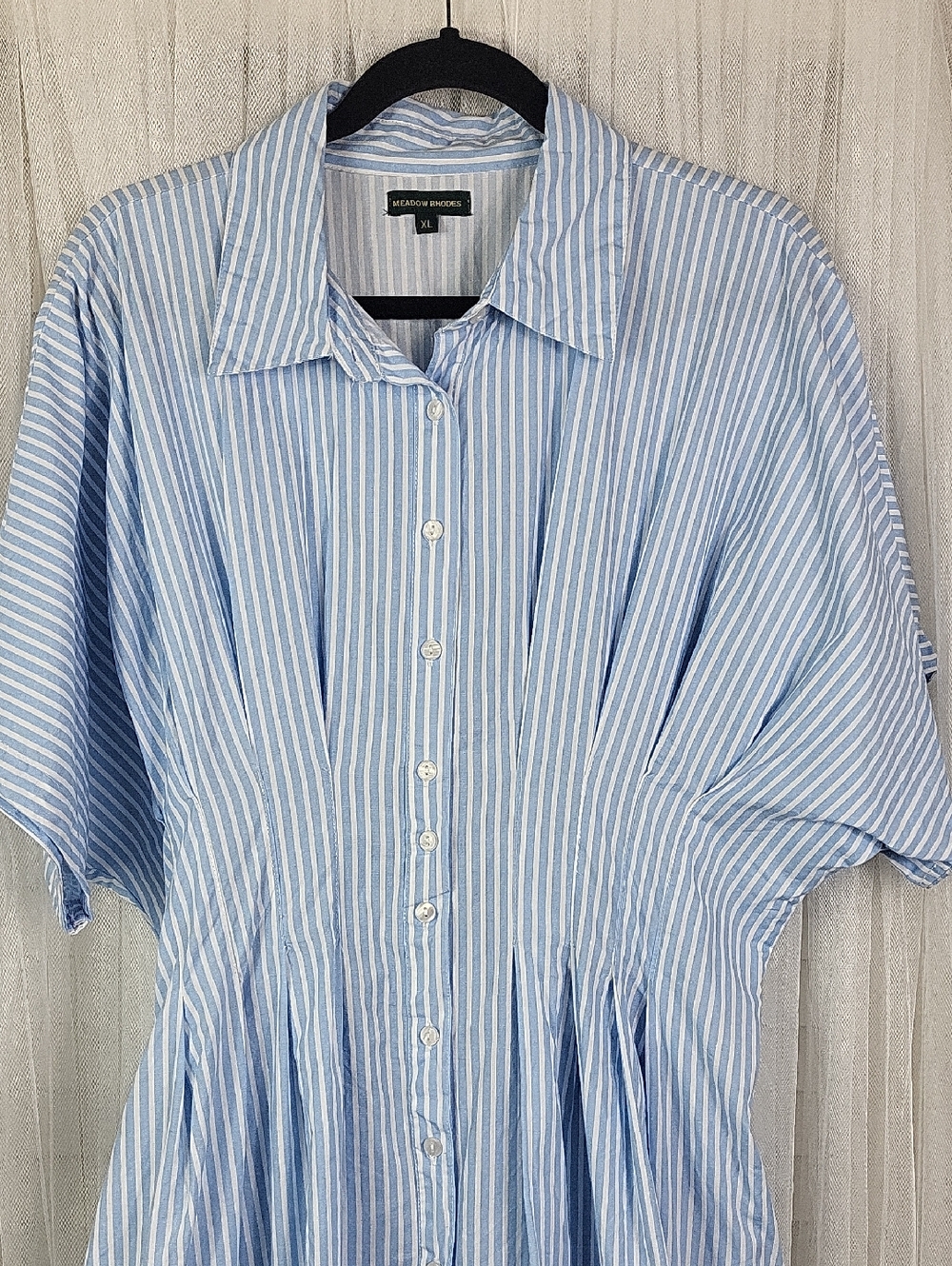 Meadow Rhodes Light Blue Striped Button-Front Dress 100% cotton. Size XL - Picture 3 of 9
